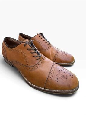 Aston Grey Kobe Tan Leather Brogue Cap Toe Oxfords Size 13